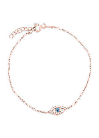 Slant eye chain bracelet in rose gold