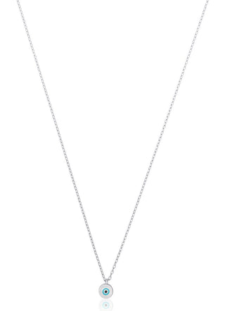 Milos island round eye white necklace (silver)