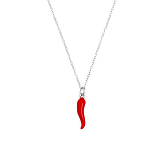 Red Cornicello necklace (silver)
