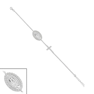 Mother Mary and cross bracelet (silver)