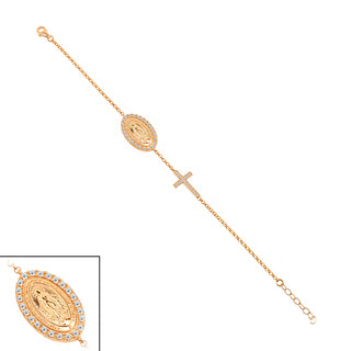 Mother mary and cross bracelet (gold)