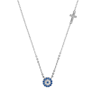 Eye and cross necklace silver