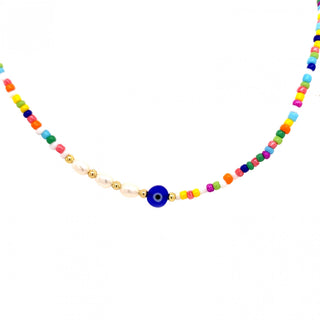 Beaded colourful eye necklace