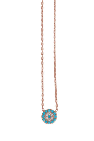 Small round eye in turquise necklace rose gold