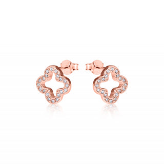 Open clover stud earrings (rose gold)