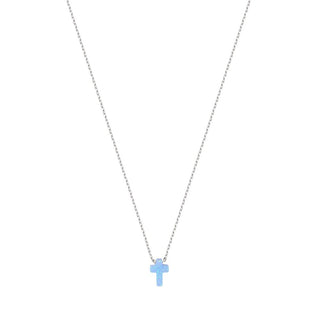 Mini cross opalite necklace silver