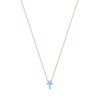 Mini opalite cross necklace rose gold