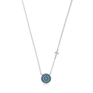 Big eye and cross necklace (nano) silver