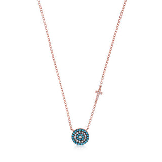 Big eye and cross necklace (nano) rose gold