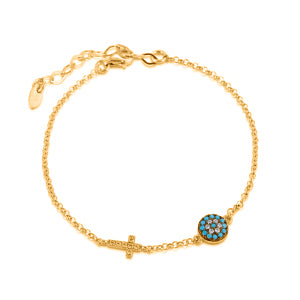 Eye and cross bracelet (nano) (gold)