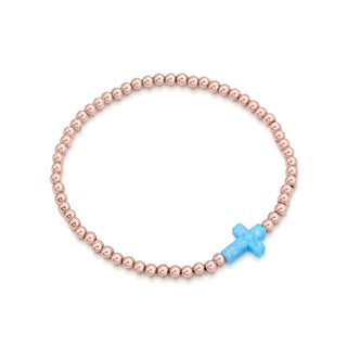 Opalite cross sideway bracelet rose gold