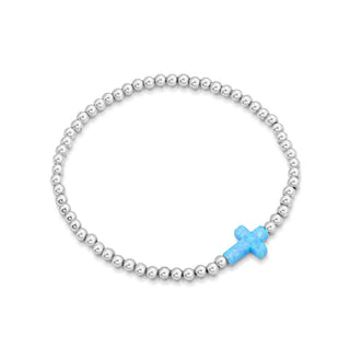 Opalite cross sideways bracelet sterling silver