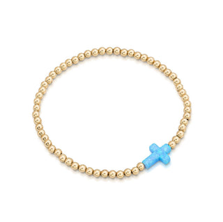 Opalite cross sideway bracelet gold