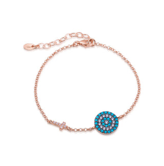 Big eye and cross (nano turquise) bracelet rose gold