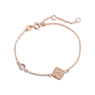 Ornate square bracelet rose gold