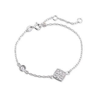 Ornate square bracelet silver