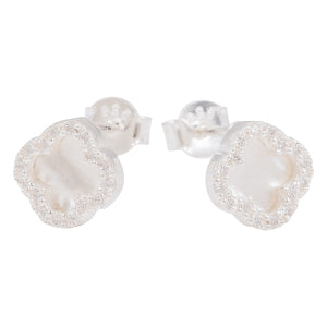 Clara clover earring (mother of pearl) (silver)