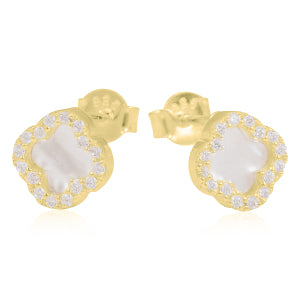 Clara clover earring (mother of pearl ) (gold)