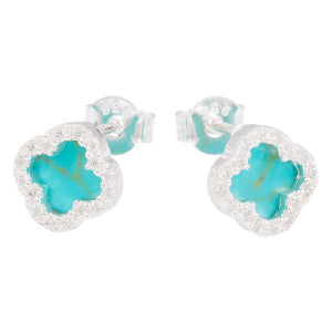 Clara clover earring (turquise) (silver)