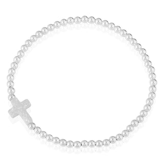 Opalite white sideways cross bracelet