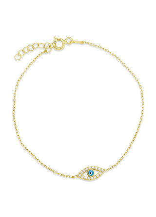 Slant eye chain bracelet in gold