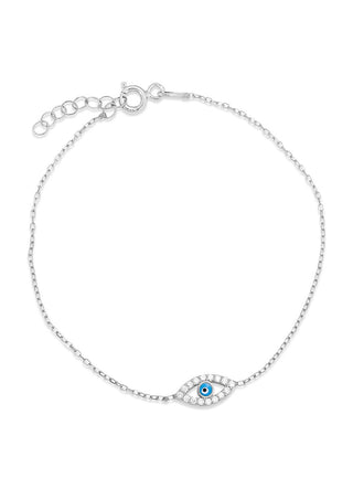 Slant eye chain bracelet in silver