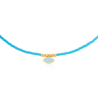 Santorini beaded eye necklace with turquoise beads