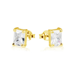 Rectangle stud diamonte earrings (gold)