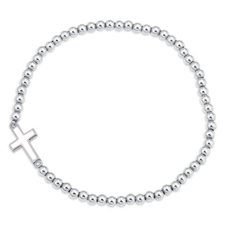 Cross faith bracelet (white  cross) silver