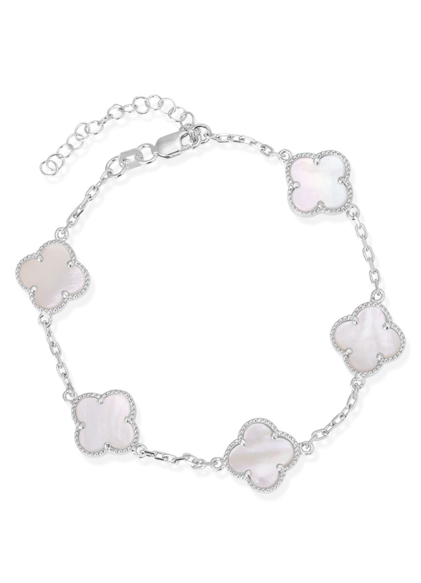 Five clover bracelet in mother of pearl (silver) – Opa Designs