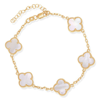 Five clover bracelet in mother of pearl (gold)