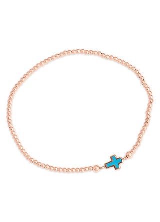 Mini cross blue bracelet rose gold