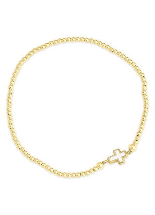 Mini cross white  bracelet (gold)