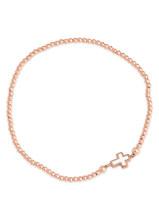 Mini cross white bracelet (rose gold)