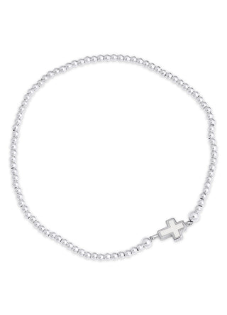 Mini Cross white bracelet (silver)