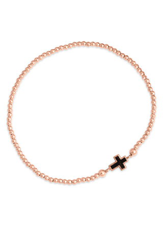 Mini cross black bracelet rose gold