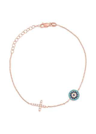 IOS cross and eye bracelet rose gold