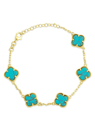 Five clover bracelet in turquoise (gold)