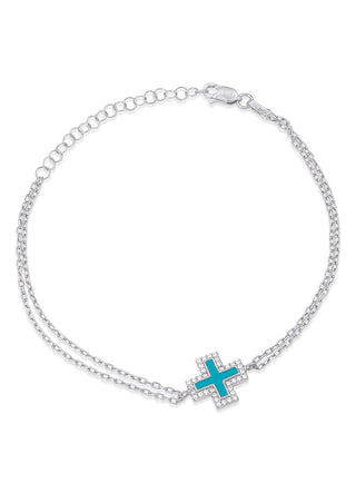 Tinos island turquise cross bracelet (silver)