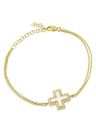 Tinos island white cross bracelet (gold)