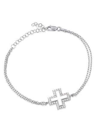 Tinos island white cross bracelet (silve)