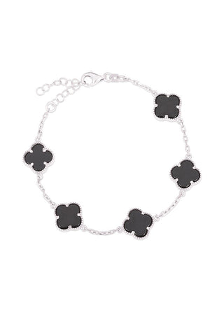 Five clover bracelet in black (silver)