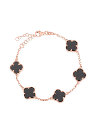 Five clover bracelet in black (rose gold)