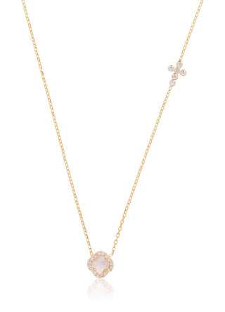 Sandy clover and cross necklace (pearl gold)