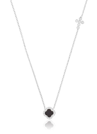 Sandy clover and cross necklace (black and silver)