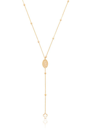 Rosary with white cross necklace (gold)