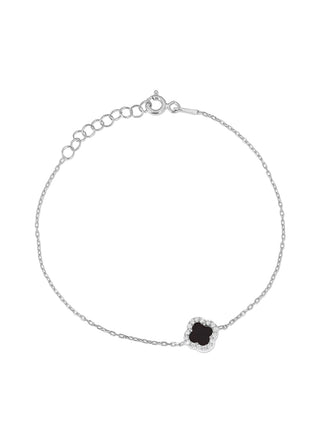 Sandy (no cross) clover bracelet silver (black)