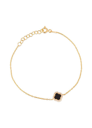 Sandy (no cross) clover bracelet (black) (gold)