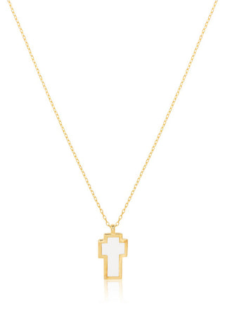 Michaela white cross necklace