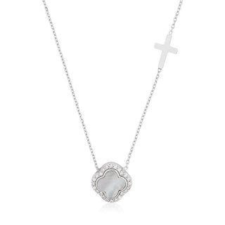 Midas clover and cross necklace (silver)